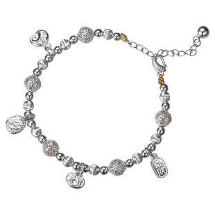 吴越老银铺银手链轻奢小众精致纯银手串高颜值足银手饰情侣小礼物