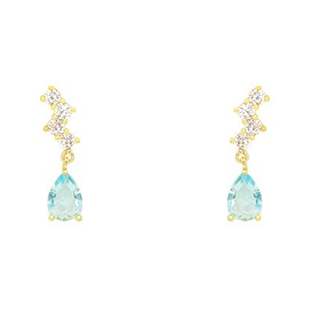 休眠火山◆仙本那之泪  法式海蓝色托帕石耳钉温柔气质精致耳环