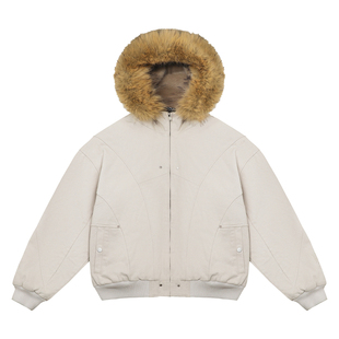 BIPOLAR重磅帆布毛领结构座山雕外套加厚保暖棉袄棉衣防风外套男