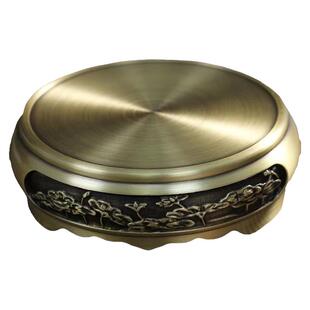 纯铜仿古神台香炉托盘浮雕圆形底座家用室内檀香茶道香架香薰摆件