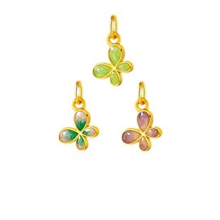 金至尊珠宝黄金蝴蝶小克重吊坠女足金转运珠手串挂坠DIY小滴溜