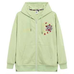 ONIARAI/鬼洗AW新品虎头刺绣侧开叉开衫连帽情侣款卫衣 B340165