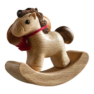 朴房平安元宝摇摇马车载挂件木质小马汽车后视镜挂饰创意礼物女士