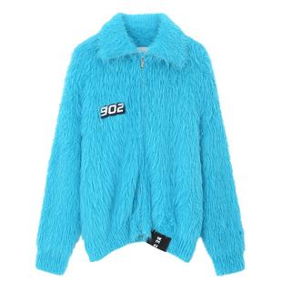 REVAN芮范设计师款复古仿貂毛毛衣长开衫RN90107241