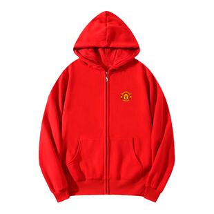 曼联队拉什福德B费足球迷红魔开衫卫衣男女拉链连帽外套球衣帽衫