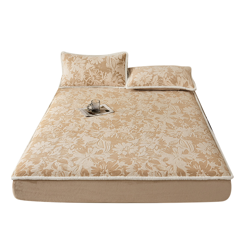 加厚牛奶绒床笠单件雕花珊瑚绒全包床套2025新款榻榻米床罩三件套