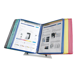 吉武A4桌放翻页展示文件夹 20页金属铁台式桌面活页翻阅资料册广告夹 20孔活页台式文件架宣传广告桌面告示夹