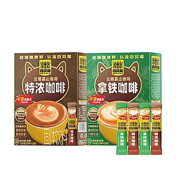 四只猫！蓝山特浓拿铁卡布咖啡20条