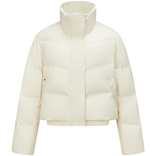 太平鸟女装缎面90%鸭绒羽绒服冬针织拼接立领面包服气质保暖外套