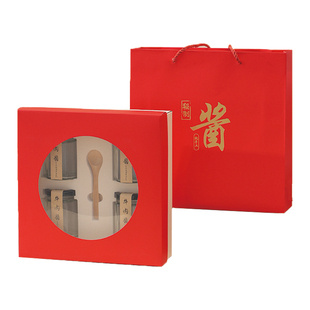 酱类包装盒含玻璃瓶辣椒酱高档牛肉酱礼品盒定制油辣椒礼盒空盒子