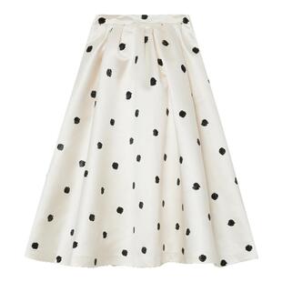 IT MARKGONG女装中长款半身裙新款时髦摩登波点装饰A字伞裙K208XO