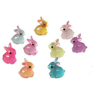 迷你夜光可爱小兔子仿真彩色玩偶模型公仔桌面摆件微缩玩具萌礼物