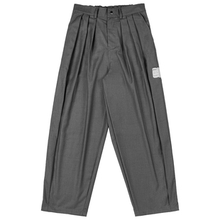 C14 online春秋季潮牌三褶标签西裤男宽松休闲情侣款阔脚长裤子