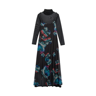 【LACROIX联名】Desigual26春夏新品两件套抽象印花高领连衣裙