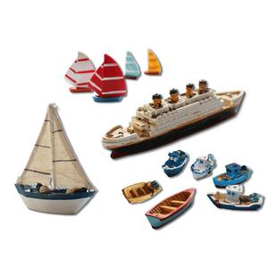 12件心理沙盘游戏交通工具沙具独木舟帆船树脂玩具模型仿真套装