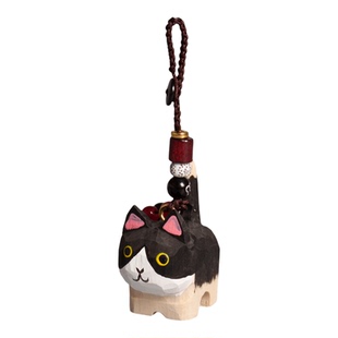 手工木雕猫咪橘猫小猫编织钥匙扣汽车书包挂件精致挂饰生日礼物女