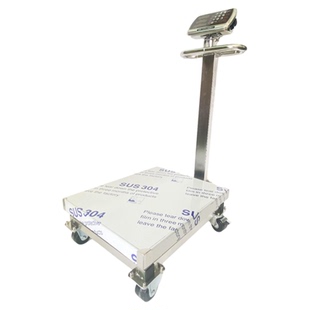 不锈钢电子秤台秤商用带轮子500kg公斤磅秤称重地磅防水精准防水