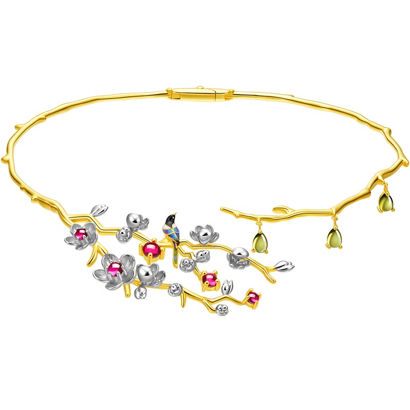 吾往灵鹊登梅项圈喜上眉梢深圳博物馆联名宝安文创金奖颈链