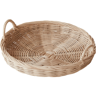 手工藤编果篮客厅茶几零食收纳盒竹编筐面包食品篮日式点心托盘