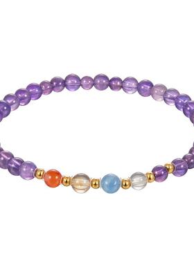 zeroline多宝紫水晶手串女海蓝宝