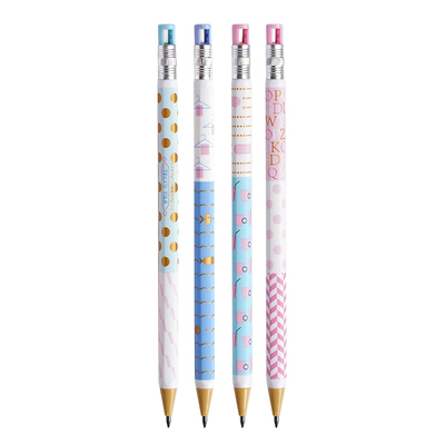 2B自动铅笔2.0mm粗芯笔芯按动式小学生用HB木铅笔写不断2mm文具用品创意儿童免削活动铅笔可换芯考试