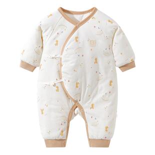 清仓】童泰新生婴儿衣服秋冬季纯棉宝宝连体衣夹棉保暖哈衣外出服