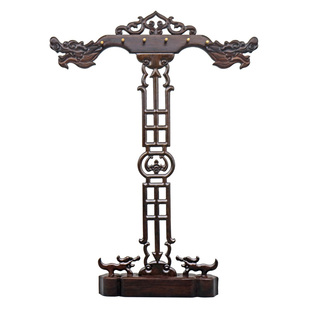 红木笔挂大毛笔架实木质黑紫檀龙头送礼锦盒复古现代中式创意铜木