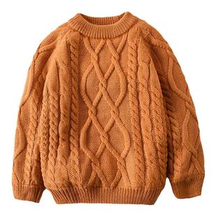 儿童毛衣加绒加厚秋冬款3男童白色套头针织女童2男宝宝小童婴儿女