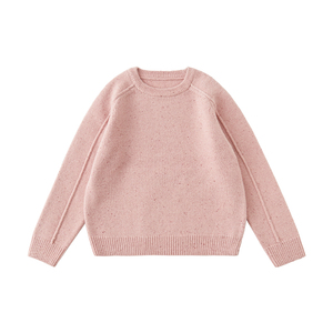 棵初2024年冬季新款童装不规则彩点羊毛衫女童温柔可爱粉色毛衣