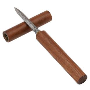 榜盛胡桃木茶刀茶针大马士革花纹钢茶锥铜普洱开茶刀高档茶具配件