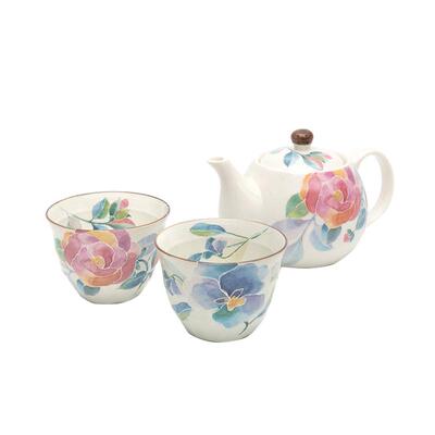 日本进口和蓝玫瑰花陶瓷茶壶礼盒
