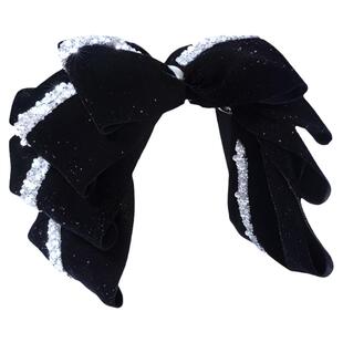 超仙丝绒蝴蝶结云朵弹簧夹女2024新款半扎发夹后脑勺细闪复古顶夹