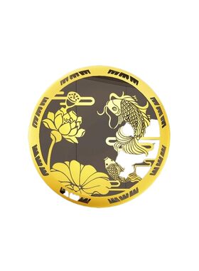 开门见鞋柜金属贴鲤鱼莲花图净秽