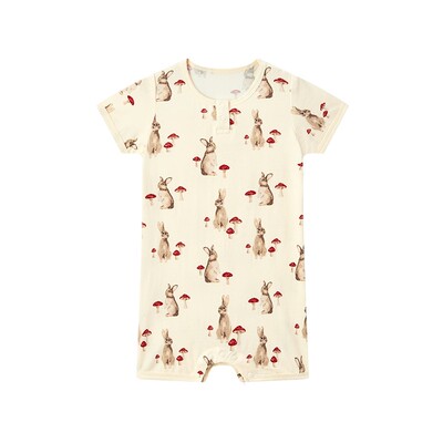 Milkbarn春夏新品婴儿连体衣服短袖短裤哈衣男女宝宝外出爬服