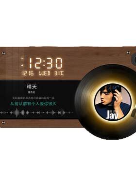 高级感黑胶唱片钟表挂画
