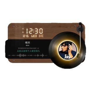 黑胶唱片电子钟表2026新款挂钟装饰画发光创意客厅复古高级感时钟