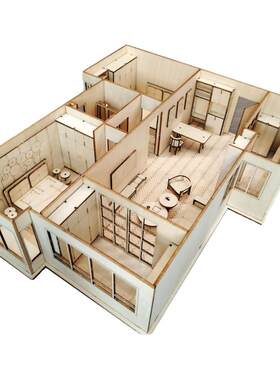 激光切割加工椴木板diy建筑模型
