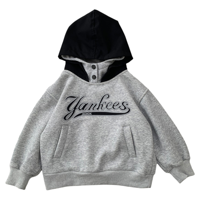 秋冬男孩纯棉休闲双层帽加绒卫衣