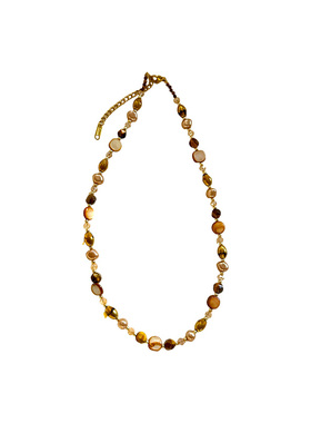 秋冬美拉德仿虎眼石项链女锁骨链