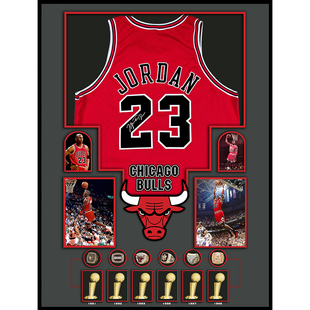 NBA篮球库里科比乔丹球衣海报装饰画 签名球衣装裱相框挂画壁画