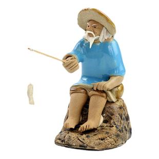 渔翁钓鱼摆件钓鱼老头摆件姜太公钓鱼小摆件陶瓷盆景假山装饰摆件