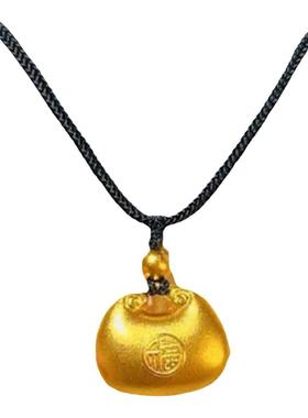 金色包包吊坠项链福字