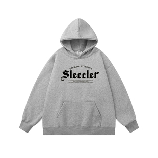 卫衣男女款2026新款美式宽松连帽卫衣春秋款重磅加绒灰色情侣外套