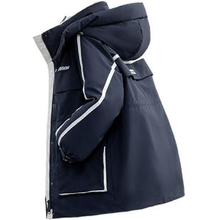 鸭鸭2023冬季新款中长款羽绒服女工装连帽收腰时尚鸭绒保暖外套HS