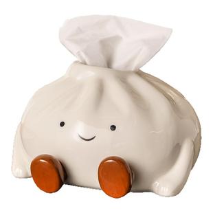 可爱创意包子造型陶瓷抽纸盒高颜值客厅家用桌面装饰品纸巾盒