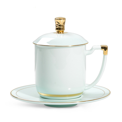 华光国瓷青瓷茶杯盖杯会议杯送礼