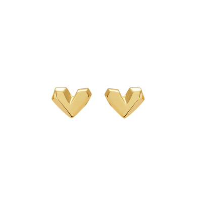 VOGUEWANG纯银日韩爱心金色耳钉