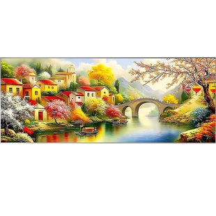 2025新款热卖风景客厅大画十字绣秋意江南山水画梦里水乡诗画江南