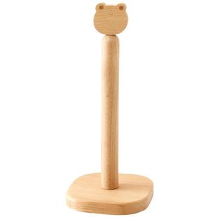 厨房纸巾架免打孔支架用纸挂架立式保鲜膜收纳架卷纸架子实木创意