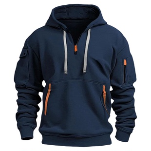Multi pocket pullover spliced hoodie men多口袋套头拼接卫衣男